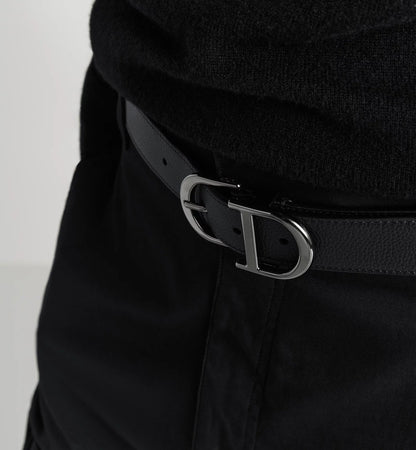 Belt Black grained calfskin 33 mm Men's