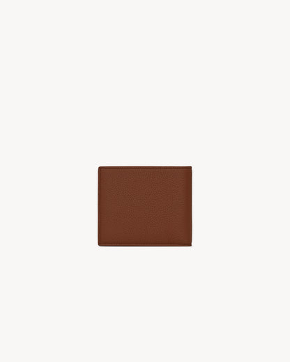 Small TINY CASSANDRE East/West wallet in grained brown leather