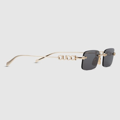 Rechteckige Sonnenbrille in Goldton Herren