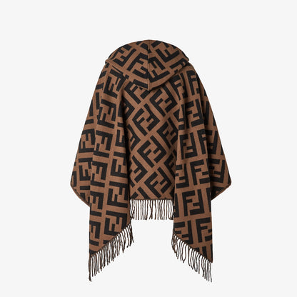 Damen Poncho aus Kaschmir Braun