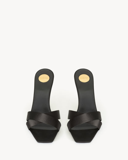 Opyum Sandalen 85 mm aus schwarzer Seide