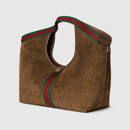 Kleine GG Giglio Shoppingtasche aus braunem Wildleder