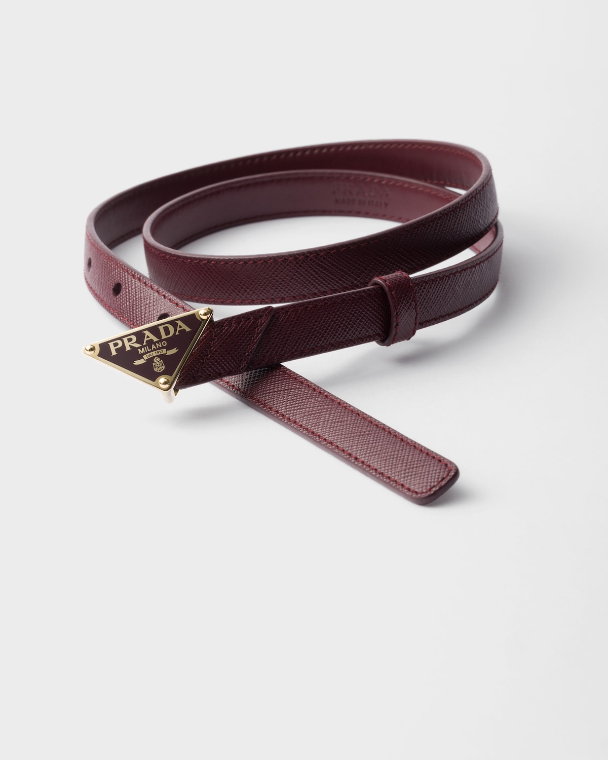 Bordeauxrote Saffiano-Ledergürtel für Damen