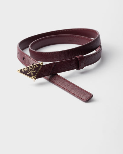 Bordeauxrote Saffiano-Ledergürtel für Damen