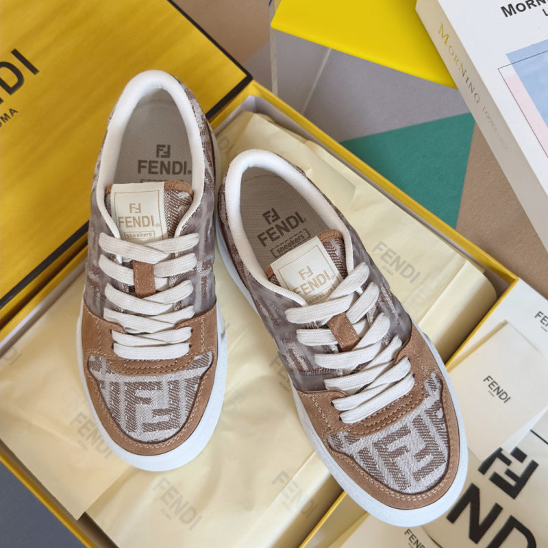 Match Sneakers mit Plateau aus FF Fabric Canvas Beige