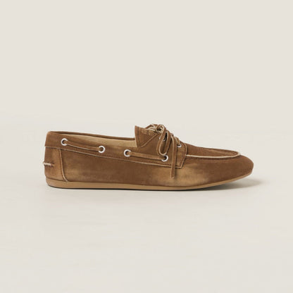 Unlined loafers in washed suede, cinnamon