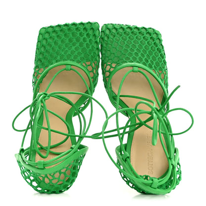 Sandalen aus Mesh und Nappa-Stretch 90 mm Grün