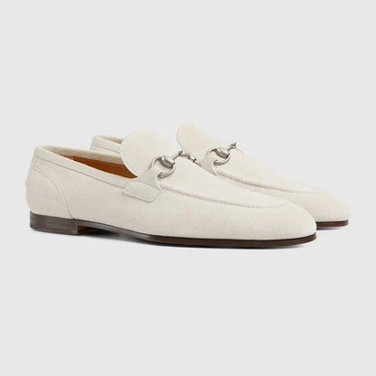 Men's GG Jordaan moccasin in light grey suede