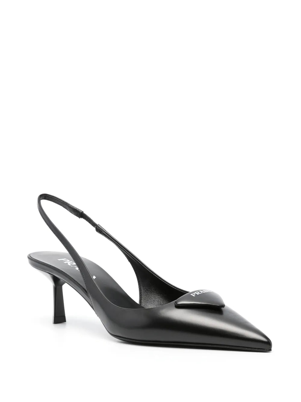 Schwarze Pumps aus Leder mit Fersenriemen