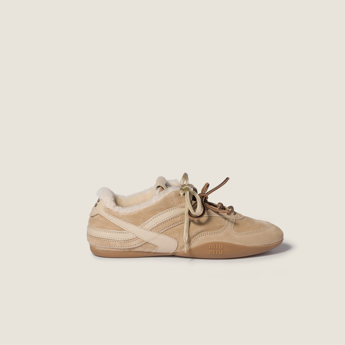 High school sneakers in suede and lambskin in desert