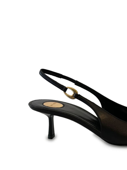 Vendome Slingback-Pumps aus schwarzem Leder 50 mm