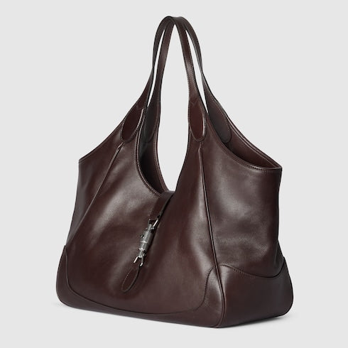 Medium Dark Brown Leather Mercato Shopping Bag