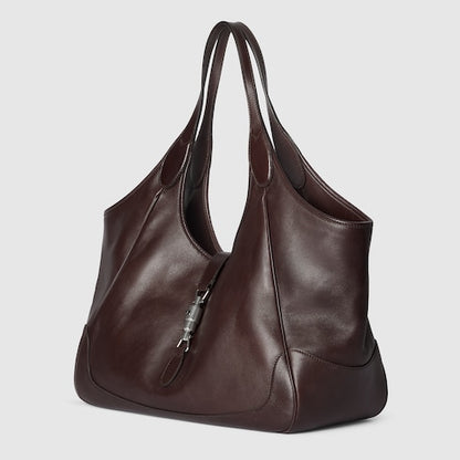 Medium Dark Brown Leather Mercato Shopping Bag