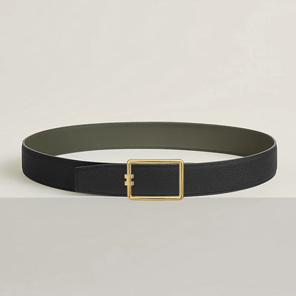 Gürtelschließe Tube H & Wendbarer Gürtelriemen 38 mm Grün/Schwarz Damen