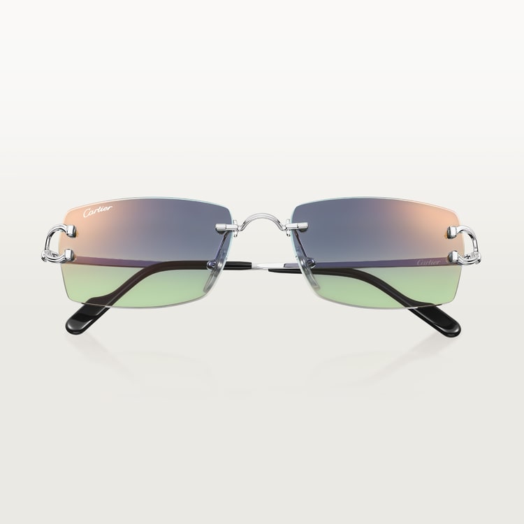 Classic men's sunglasses with C motif and blue-green gradient lenses