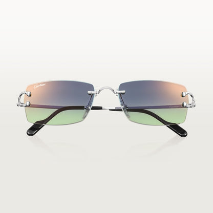 Classic men's sunglasses with C motif and blue-green gradient lenses