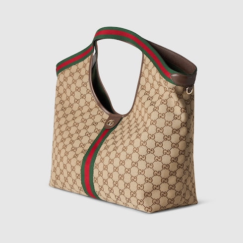 Kleine GG Giglio Shoppingtasche aus beigem und braunem GG-Stoff