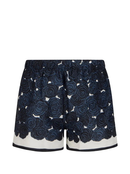 Badehose mit floralem Print Marineblau