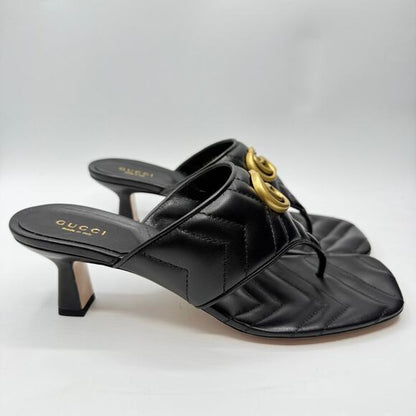 Sandaletten aus schwarzem Marmont-Leder