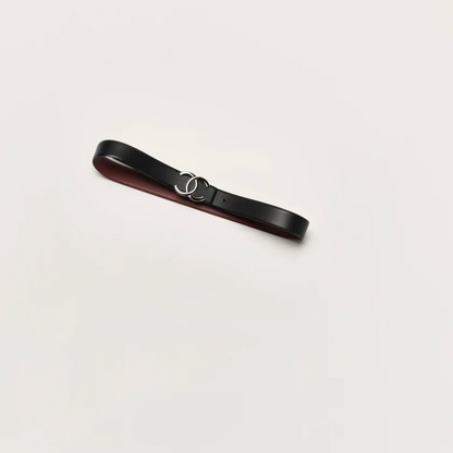 Gürtel aus Kalbsleder und Metall in Schwarz, Bordeaux und Silber