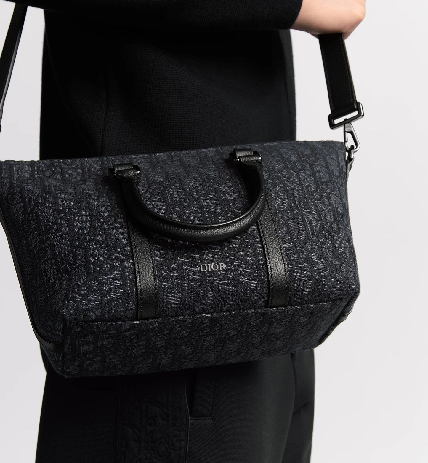 Weekender 25 Black Oblique Jacquard and grained calfskin
