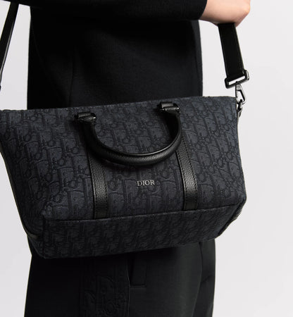 Weekender 25 Black Oblique Jacquard and grained calfskin