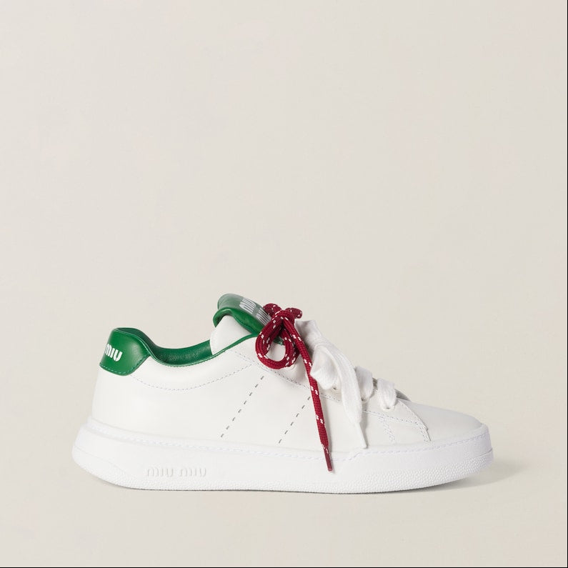 Sneakers aus Leder in Weiß/Grün
