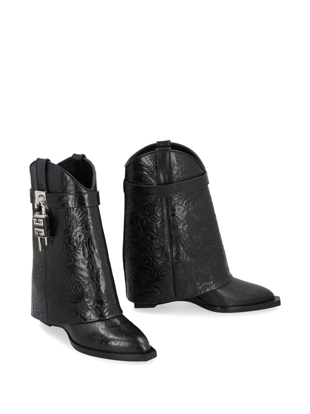 Cowboystiefel aus Leder mit Shark-Lock-Absatz 60 mm