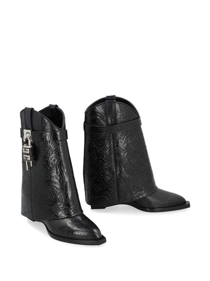 Cowboystiefel aus Leder mit Shark-Lock-Absatz 60 mm
