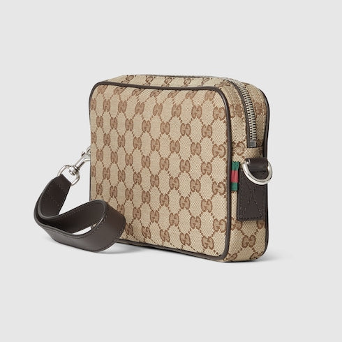 Shoulder bag in GG fabric beige and brown small size