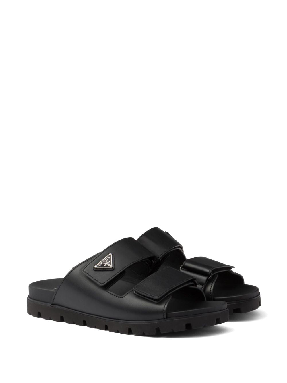 Sandals with leather straps in black