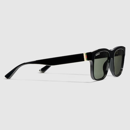 Rechteckige Sonnenbrille aus glänzendem schwarzem Acetat Herren