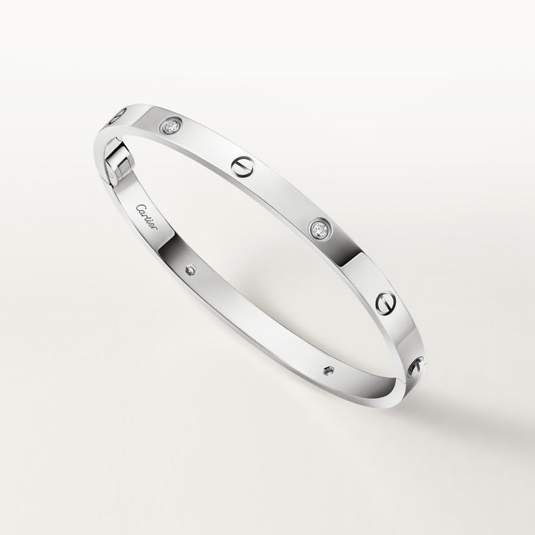 LOVE Armband mittleres Modell mit 4 Diamanten Silber