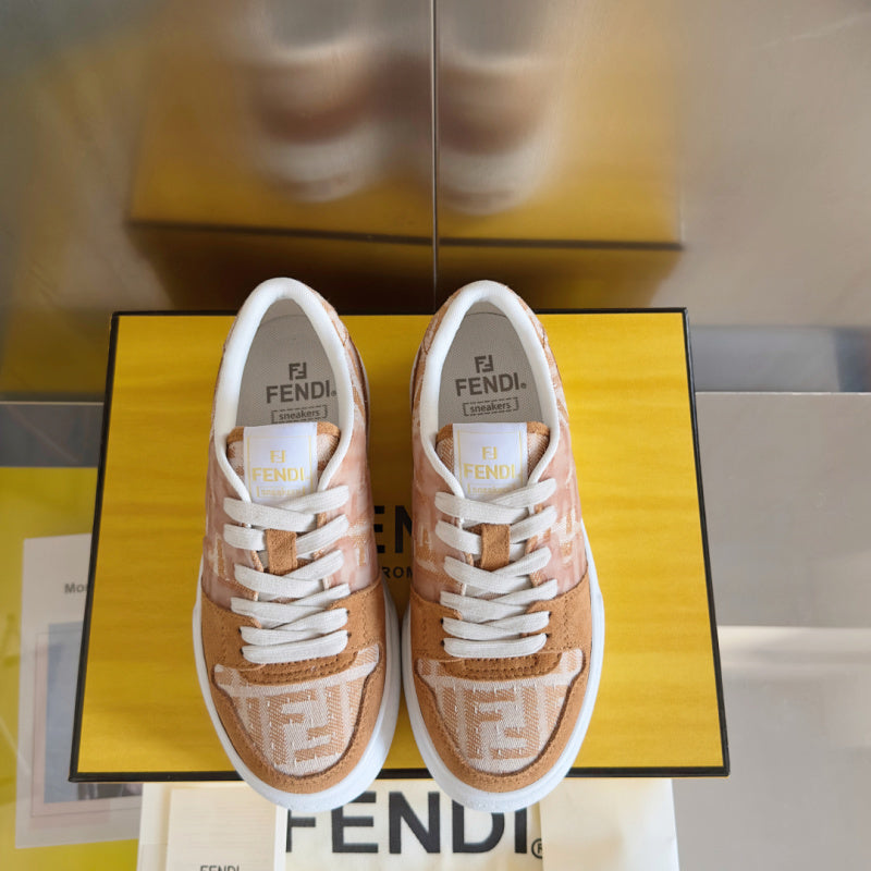 Match platform sneakers in FF Fabric Canvas Brown Tobacco