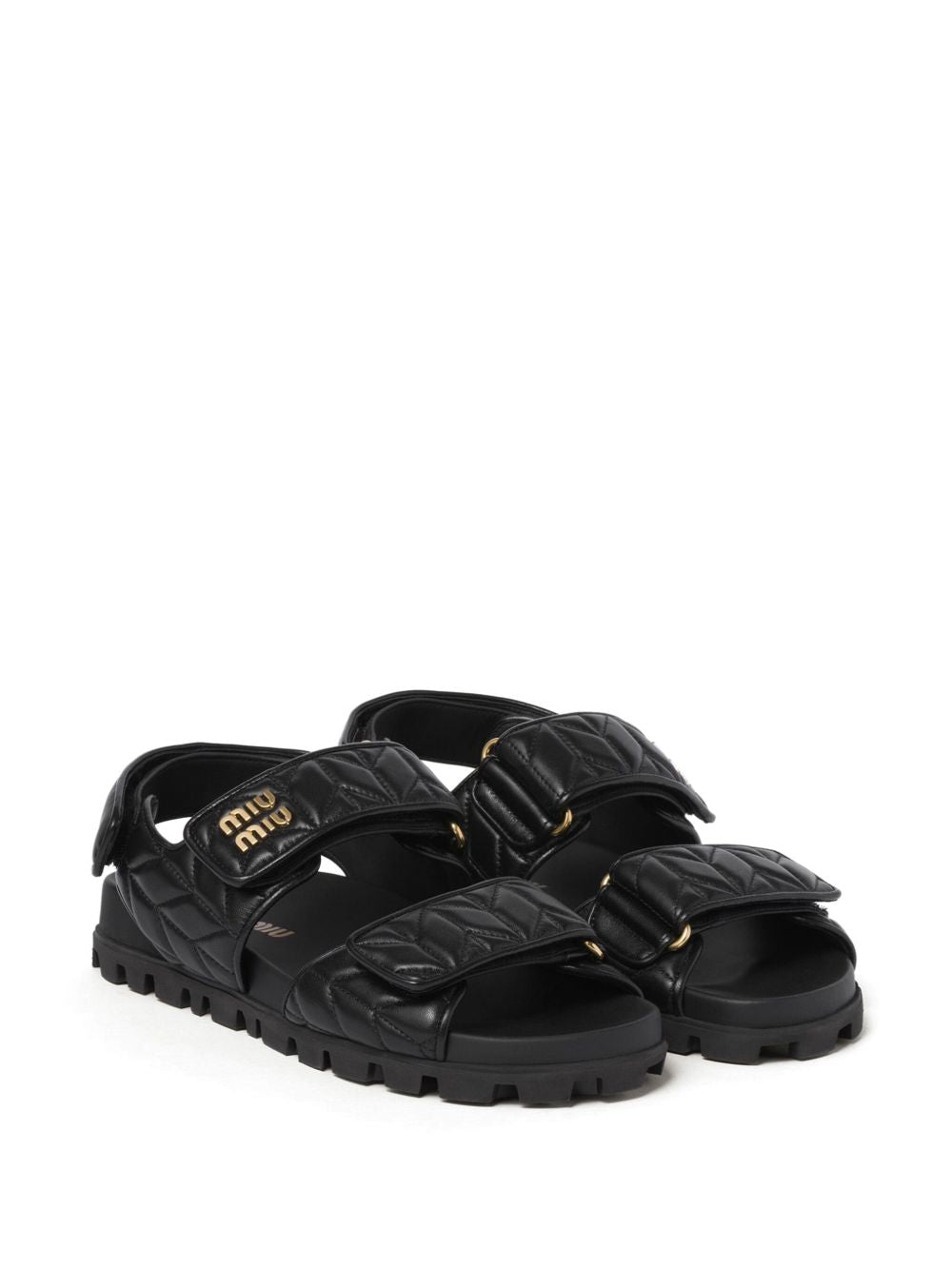 Black quilted leather sandals