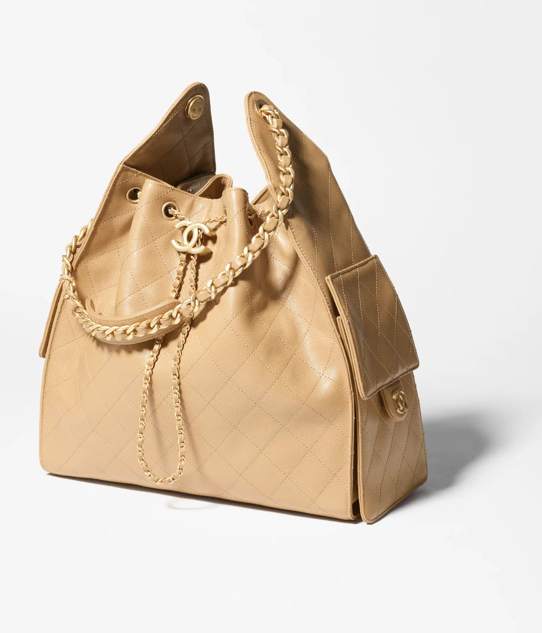 CHANEL 25 Mittelgroße Tasche Dunkelbeige