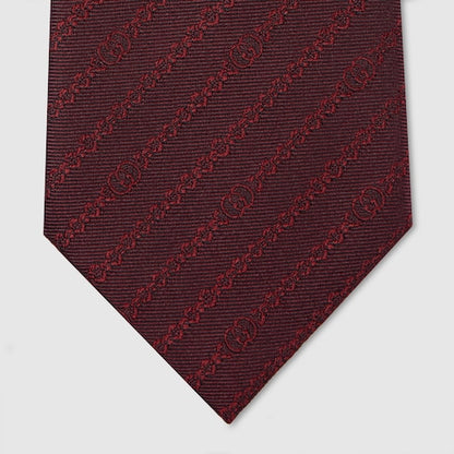 Bordeaux silk tie with GG chain motif