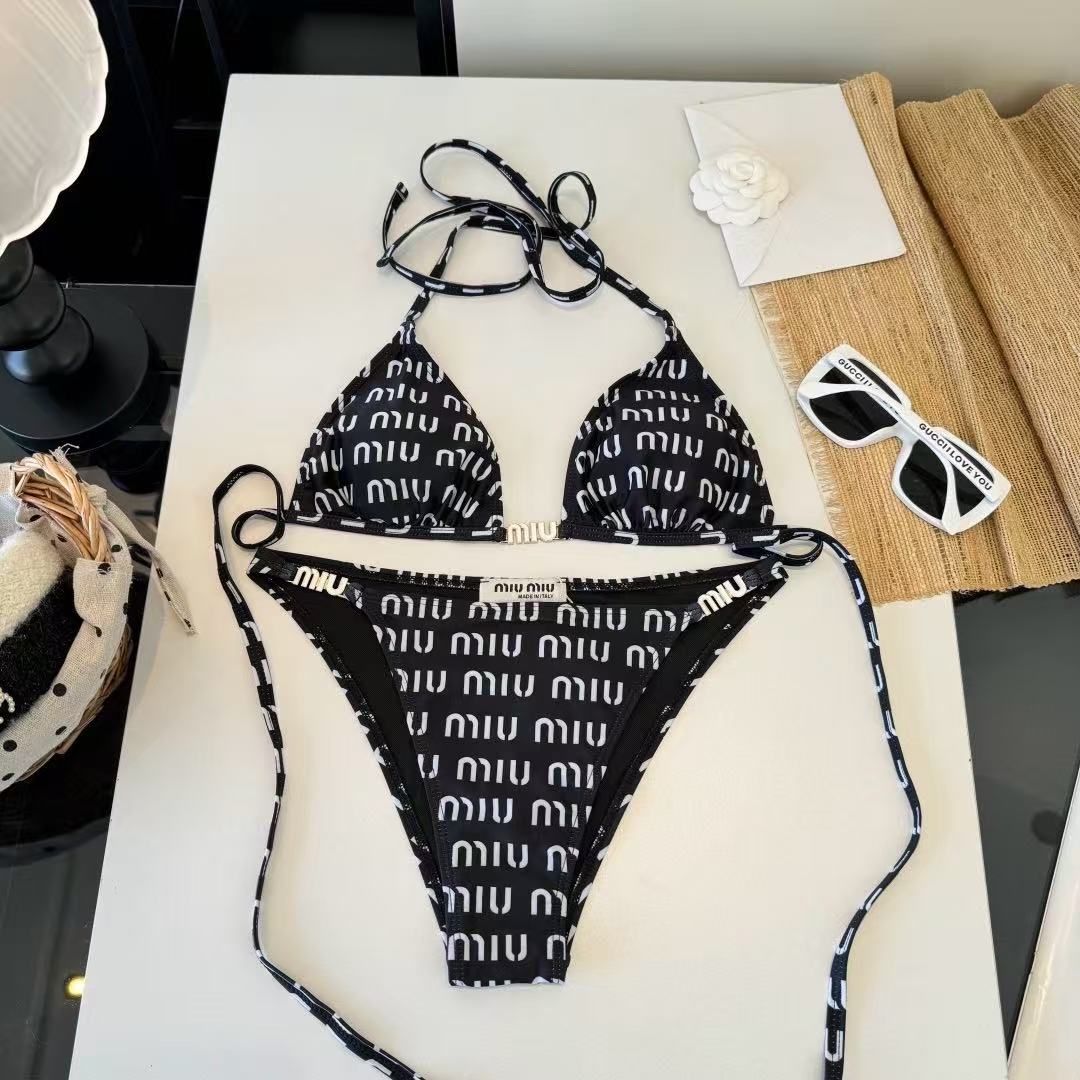 Grafisches Bikini-Set Schwarz/Weiß