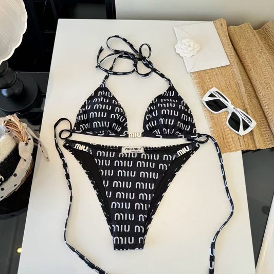 Grafisches Bikini-Set Schwarz/Weiß