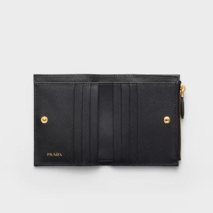 Kleines schwarzes Saffiano-Portemonnaie