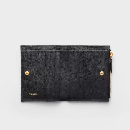 Kleines schwarzes Saffiano-Portemonnaie