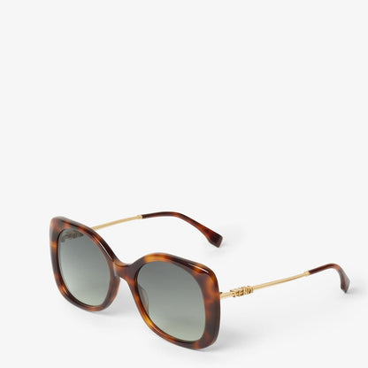 Sunglasses in acetate Havana and gold metal for women