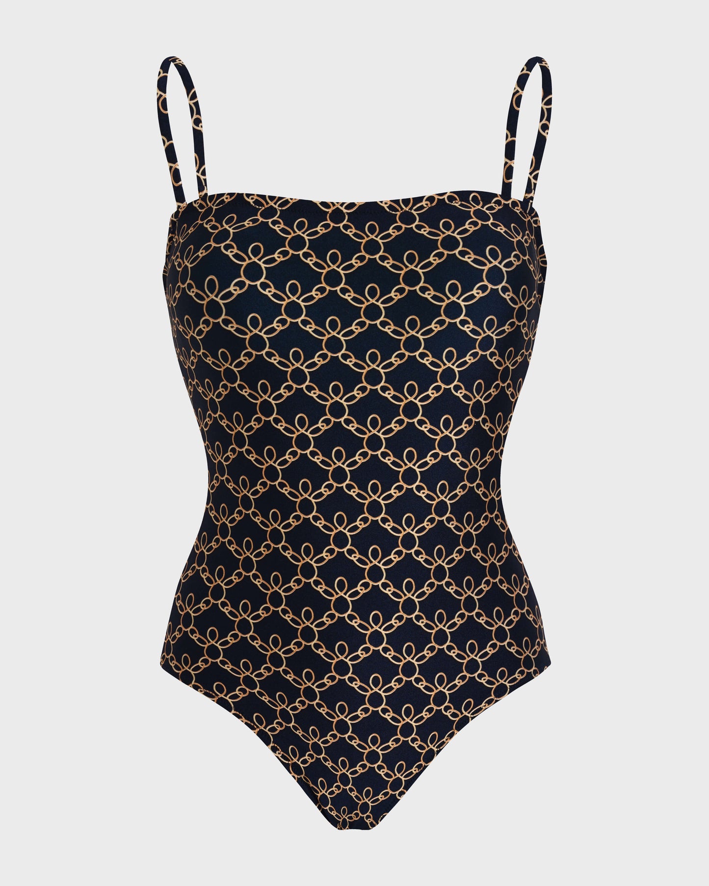 Damen-Badeanzug mit Bustier Turtles Chain Marineblau