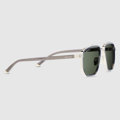 Men's Gray and Silver Navigator Sunglasses