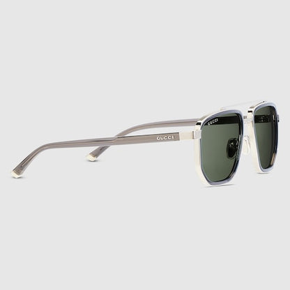 Men's Gray and Silver Navigator Sunglasses