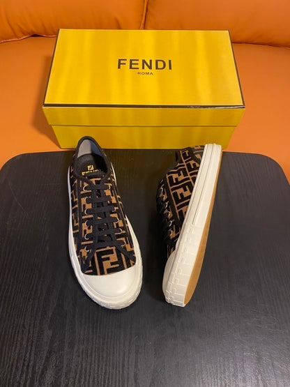 Domino Low Tops made from FF fabric, brown fondant