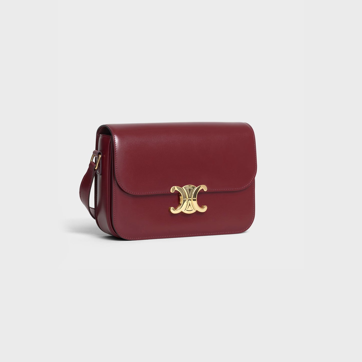 Triomphe Classique Tasche aus glänzendem Kalbsleder in Hellbordeaux