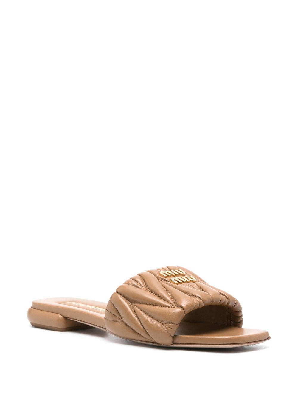 Matelassé Slides mit Logo 10 mm in Beige