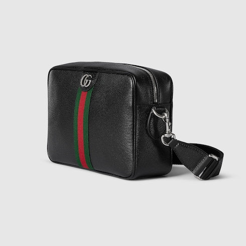 Ophidia medium-sized shoulder bag made of soft black leather