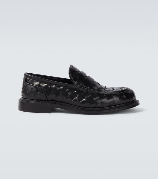 James Braided Leather Loafer Black